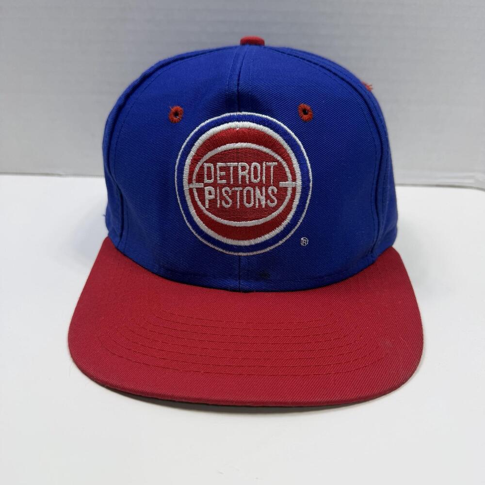 Vintage Detroit Pistons Hat Cap Snap Back Mens One Size Blue Red NBA Basketball